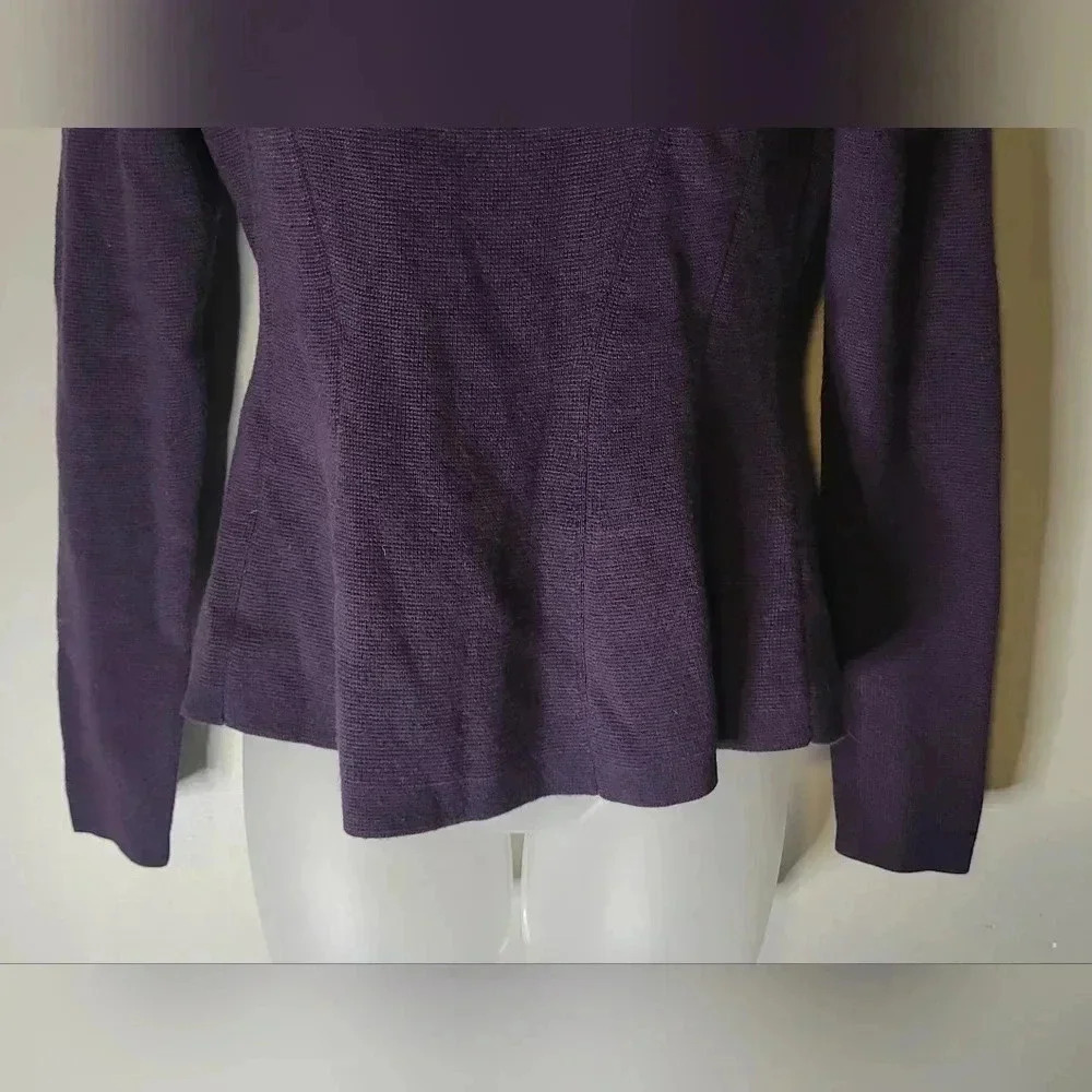 Emerson Rose fit & flare sweater, womens size XS, purple Merino wool scoop neck - Picture 4 of 10